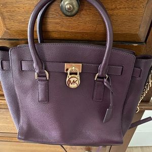 Michael Kors dark purple medium size shoulder bag with gold hardware- like. new